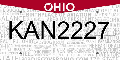 KAN2227 Ohio License Plate