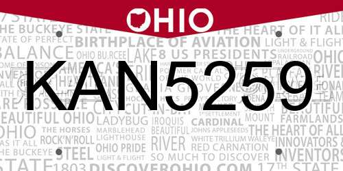 KAN5259 Ohio License Plate