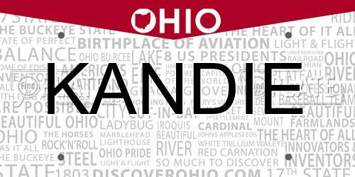 KANDIE Ohio License Plate