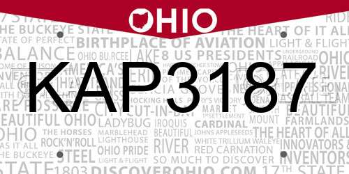 KAP3187 Ohio License Plate
