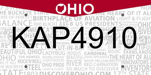 KAP4910 Ohio License Plate