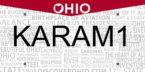 KARAM1 Ohio License Plate