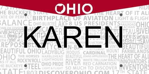 KAREN Ohio License Plate