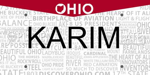 KARIM Ohio License Plate