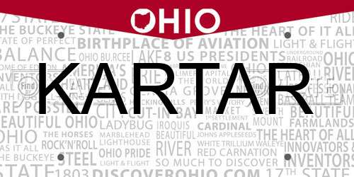 KARTAR Ohio License Plate
