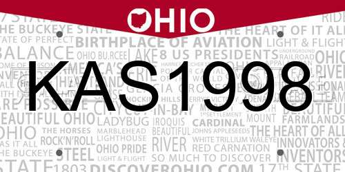 KAS1998 Ohio License Plate