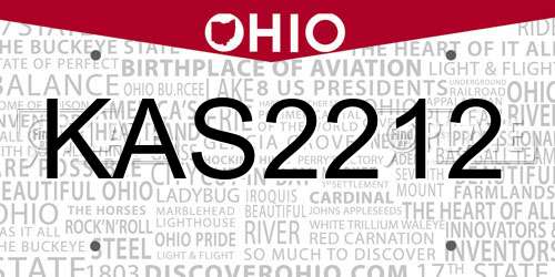 KAS2212 Ohio License Plate