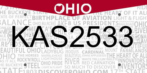 KAS2533 Ohio License Plate