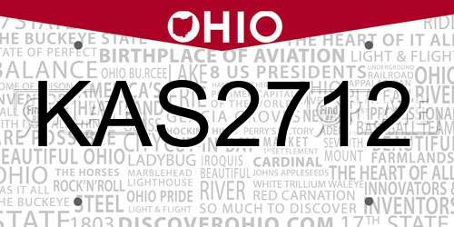KAS2712 Ohio License Plate
