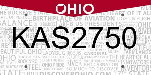 KAS2750 Ohio License Plate