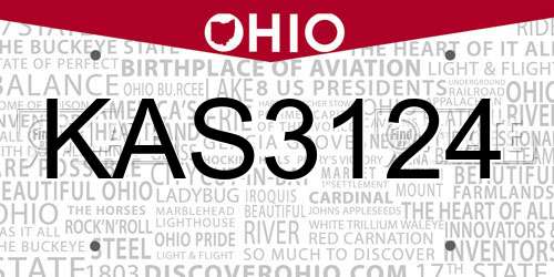 KAS3124 Ohio License Plate