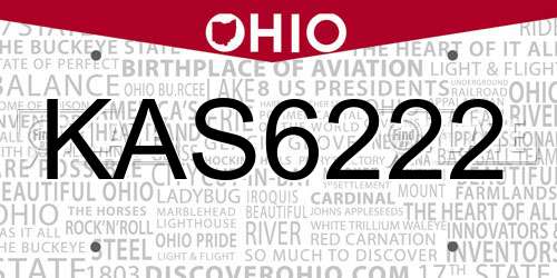 KAS6222 Ohio License Plate