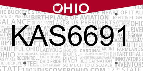 KAS6691 Ohio License Plate