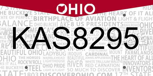 KAS8295 Ohio License Plate