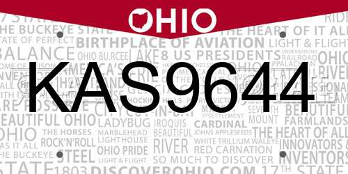 KAS9644 Ohio License Plate