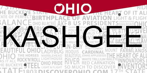KASHGEE Ohio License Plate