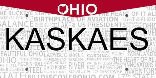 KASKAES Ohio License Plate