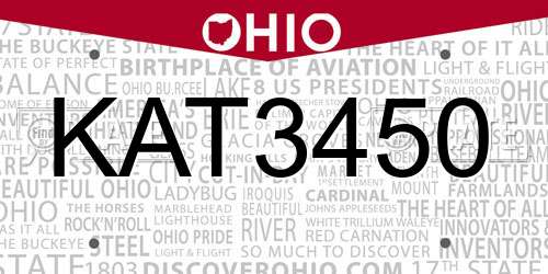 KAT3450 Ohio License Plate