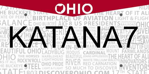 KATANA7 Ohio License Plate