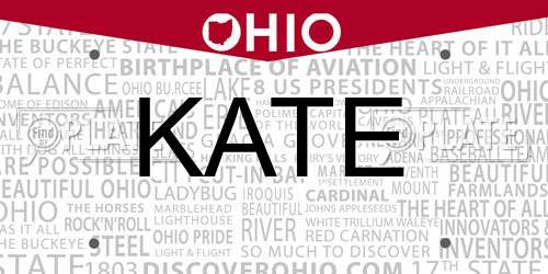 KATE Ohio License Plate