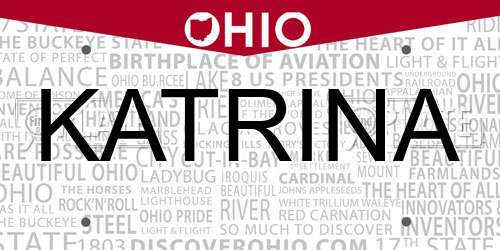 KATRINA Ohio License Plate