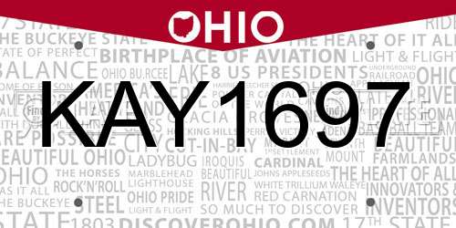 KAY1697 Ohio License Plate