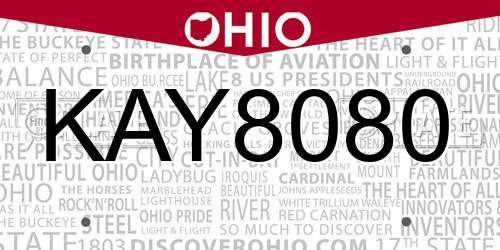 KAY8080 Ohio License Plate