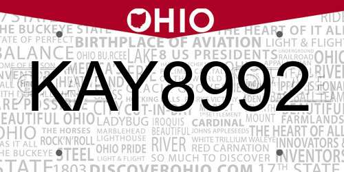 KAY8992 Ohio License Plate