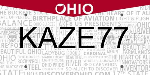 KAZE77 Ohio License Plate
