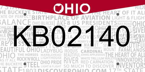 KB02140 Ohio License Plate