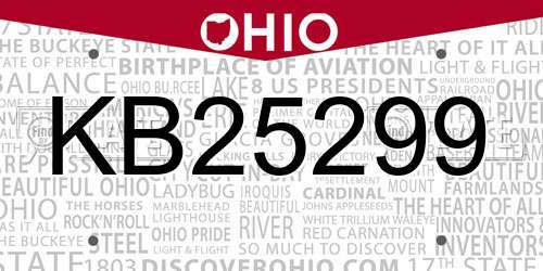 KB25299 Ohio License Plate