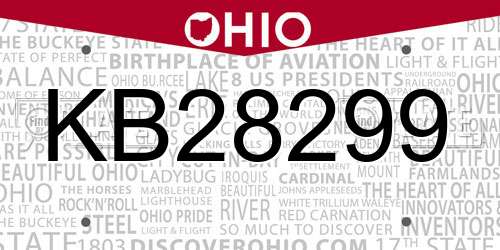 KB28299 Ohio License Plate