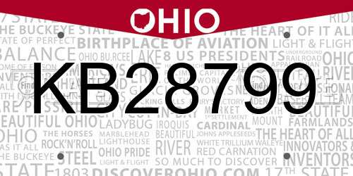 KB28799 Ohio License Plate