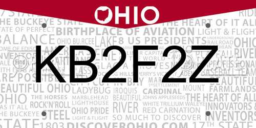 KB2F2Z Ohio License Plate