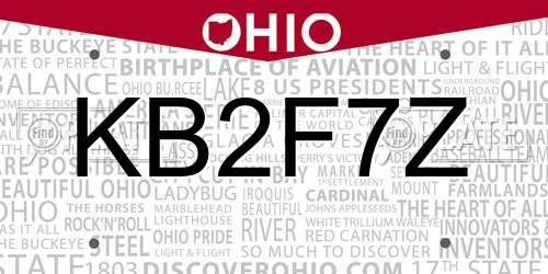 KB2F7Z Ohio License Plate