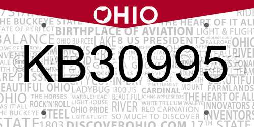 KB30995 Ohio License Plate