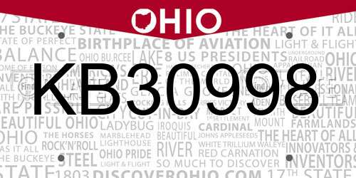 KB30998 Ohio License Plate