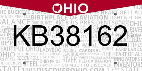 KB38162 Ohio License Plate