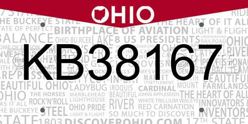 KB38167 Ohio License Plate