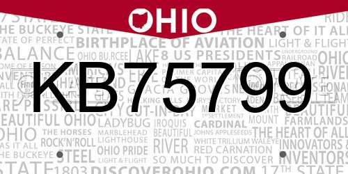 KB75799 Ohio License Plate