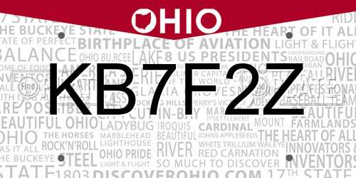 KB7F2Z Ohio License Plate