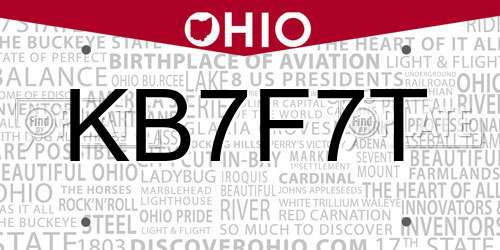 KB7F7T Ohio License Plate