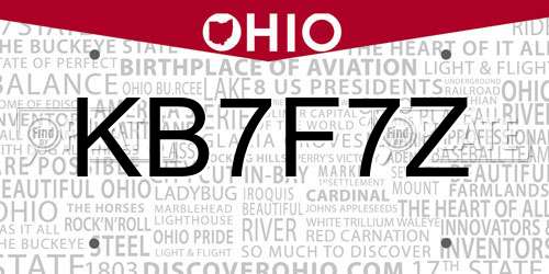 KB7F7Z Ohio License Plate