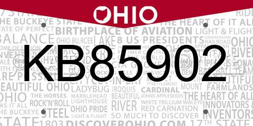 KB85902 Ohio License Plate