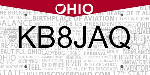 KB8JAQ Ohio License Plate