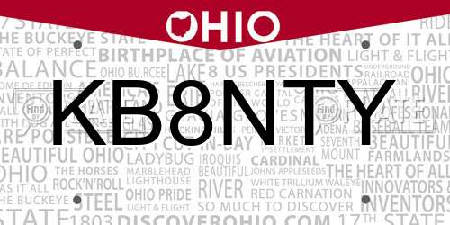KB8NTY Ohio License Plate