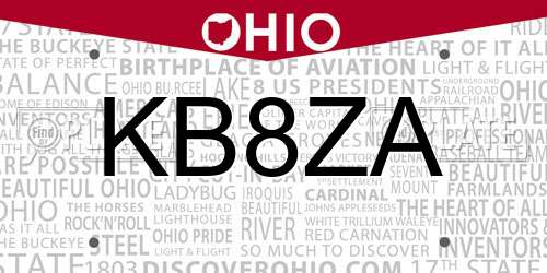 KB8ZA Ohio License Plate
