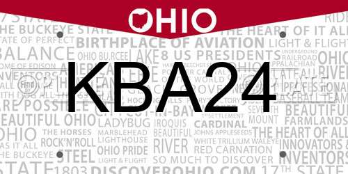 KBA24 Ohio License Plate