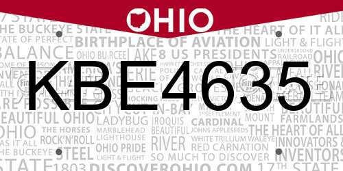 KBE4635 Ohio License Plate