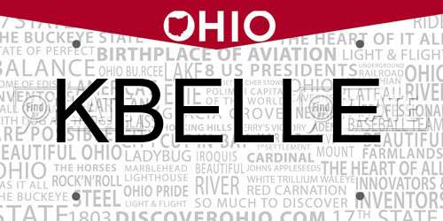 KBELLE Ohio License Plate